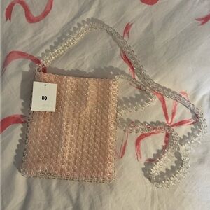 Urban Outfitters Clear Beaded Blush Pink Crossbody Bag